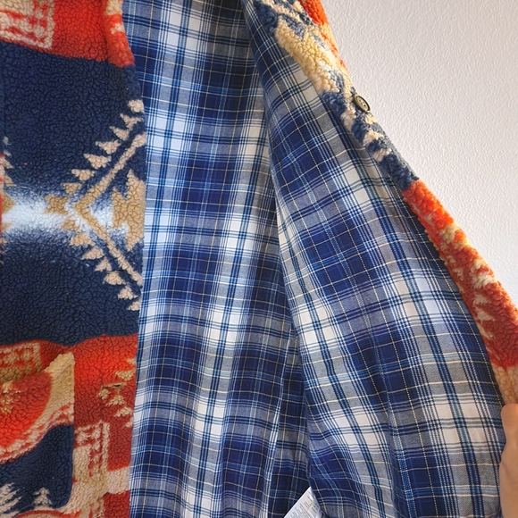 Anthropologie Pilcro Geometric Sherpa Fleece Longline Coat Jacket XS - Picture 13 of 16